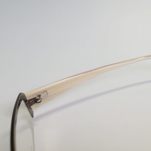 O&X New York Titanium OT-207U 52-18 142 beige eyeglasses rectangle frames C7 - Picture 2 of 14